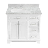 allen + roth Roveland 36 - in White Undermount Single Sink Bathroom Vanity with Carrara Natural Marble Top (ID N012777) - Bathroom Vanities available at Alpine Outlets in Denver