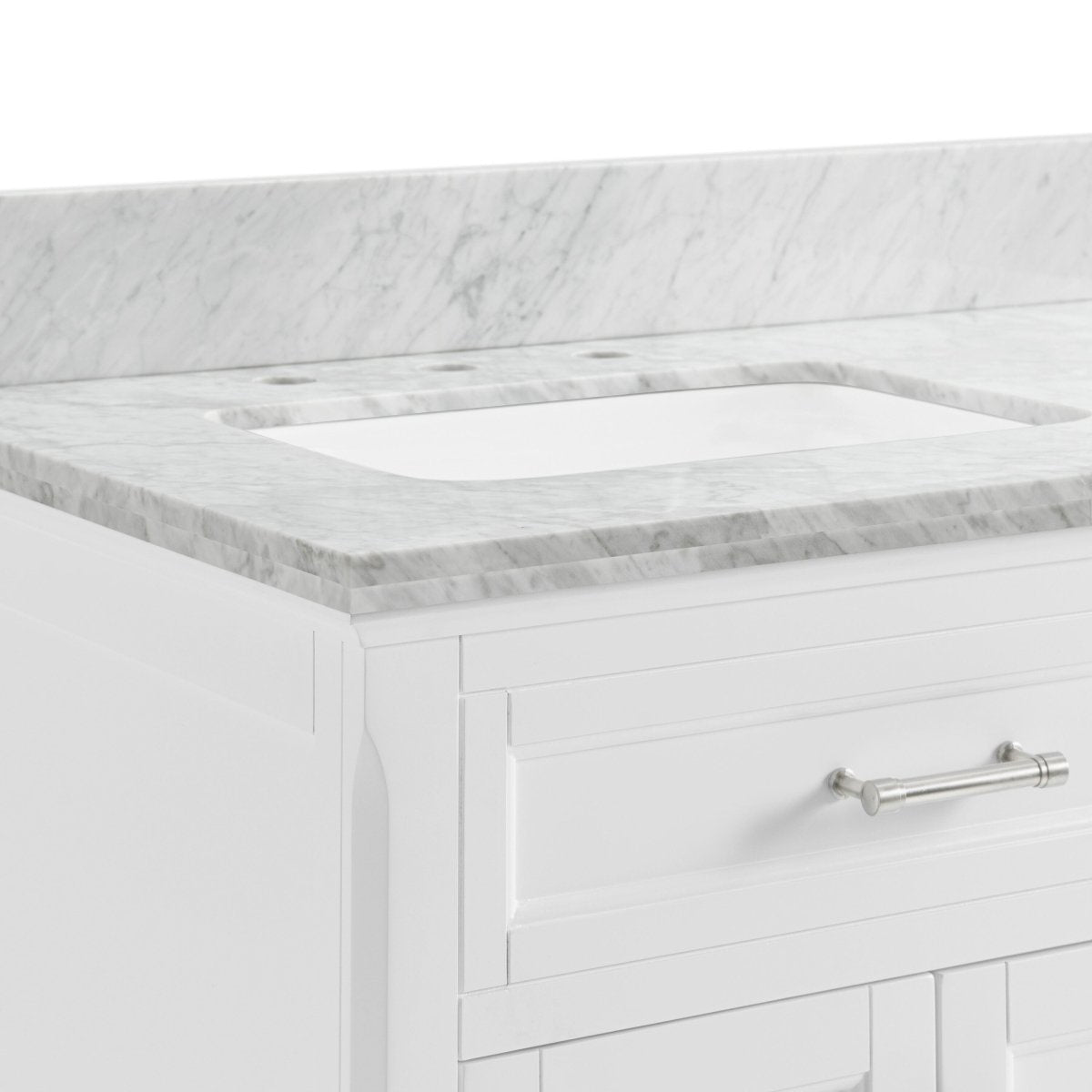 allen + roth Roveland 36 - in White Undermount Single Sink Bathroom Vanity with Carrara Natural Marble Top (ID N012777) - Bathroom Vanities available at Alpine Outlets in Denver