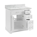 allen + roth Roveland 36 - in White Undermount Single Sink Bathroom Vanity with Carrara Natural Marble Top (ID N012777) - Bathroom Vanities available at Alpine Outlets in Denver