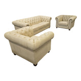 Allington 3 - piece Top Grain Leather Set: Sofa, Chair, Chair - Eggshell White - Used Like New - (ID U4723) - available at Alpine Outlets in Denver