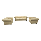 Allington 3 - piece Top Grain Leather Set: Sofa, Chair, Chair - Eggshell White - Used Like New - (ID U4723) - available at Alpine Outlets in Denver