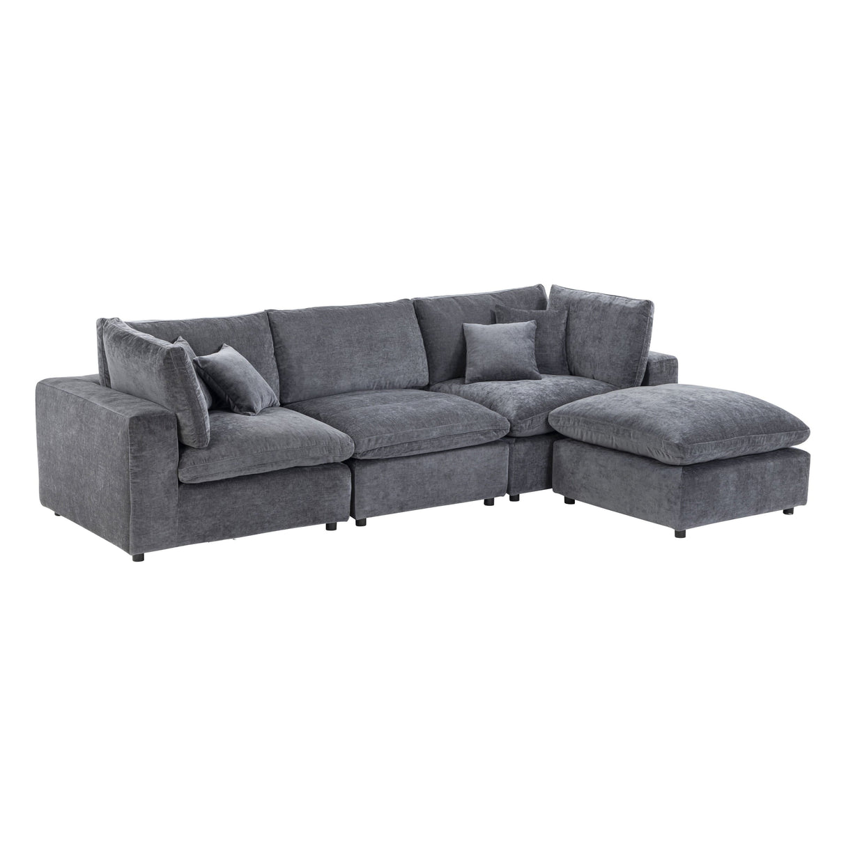 Alternate view of Alvora four-piece sectional in Dark Gray