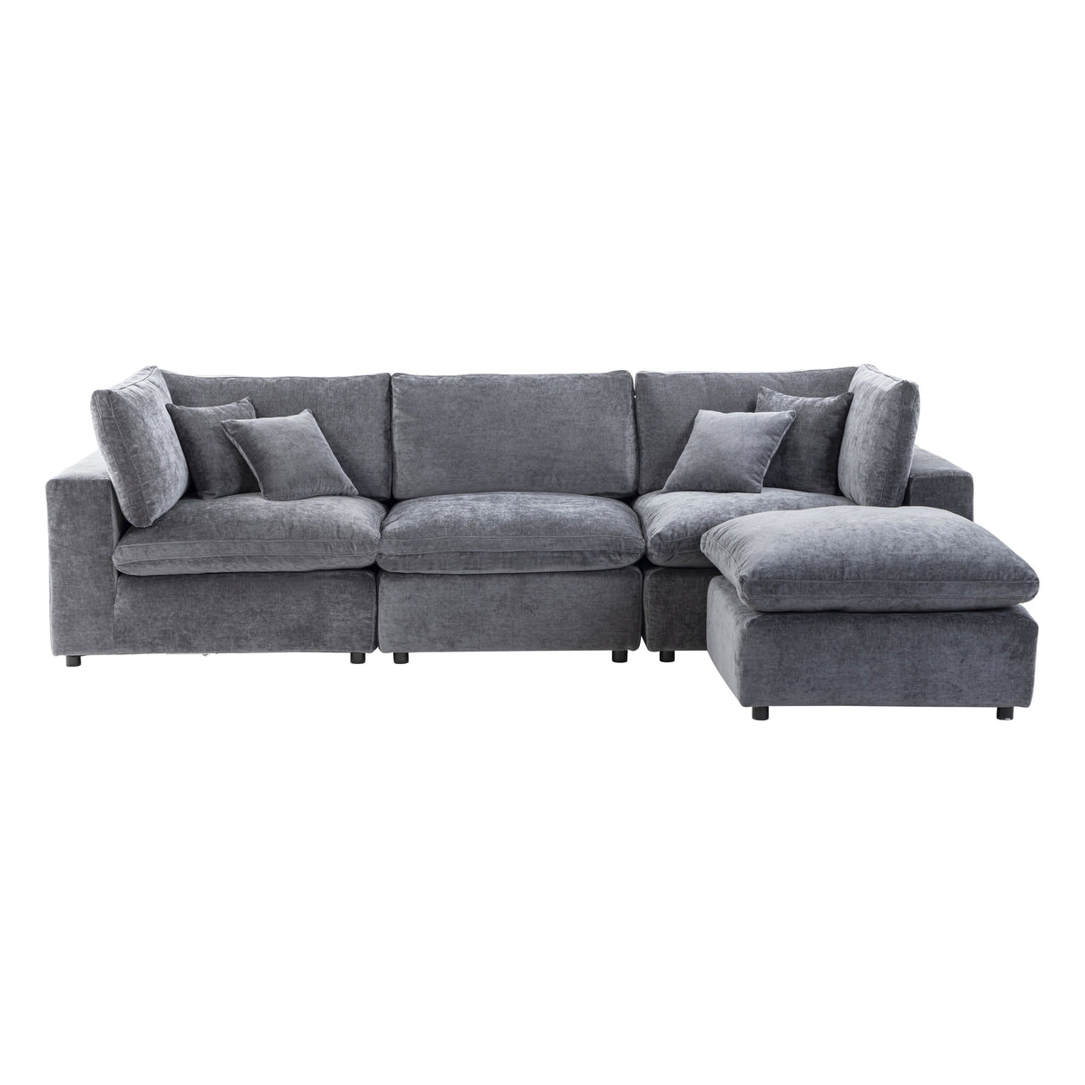 Oulu Living Alvora four-piece modular sectional with ottoman in Dark Gray