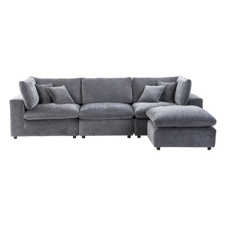 Oulu Living Alvora four-piece modular sectional with ottoman in Dark Gray