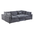 Oulu Living Alvora six-piece three-armless bed-style modular sectional in Dark Gray
