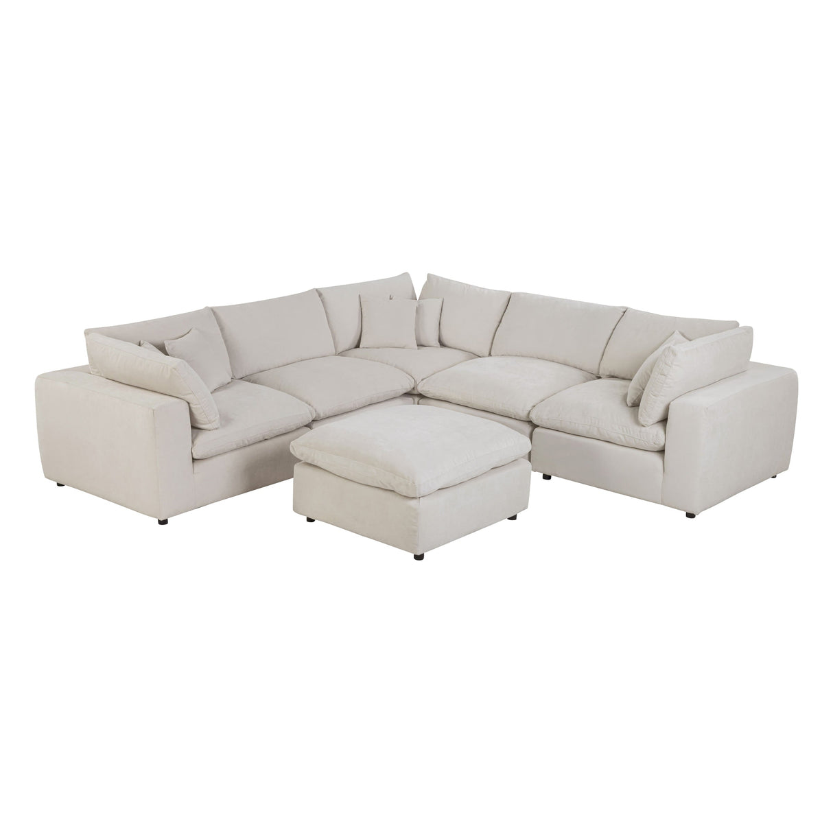Oulu Living Alvora six-piece three-corner modular sectional in Ivory