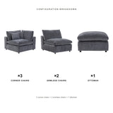 Alvora six-piece three-corner component layout in Dark Gray