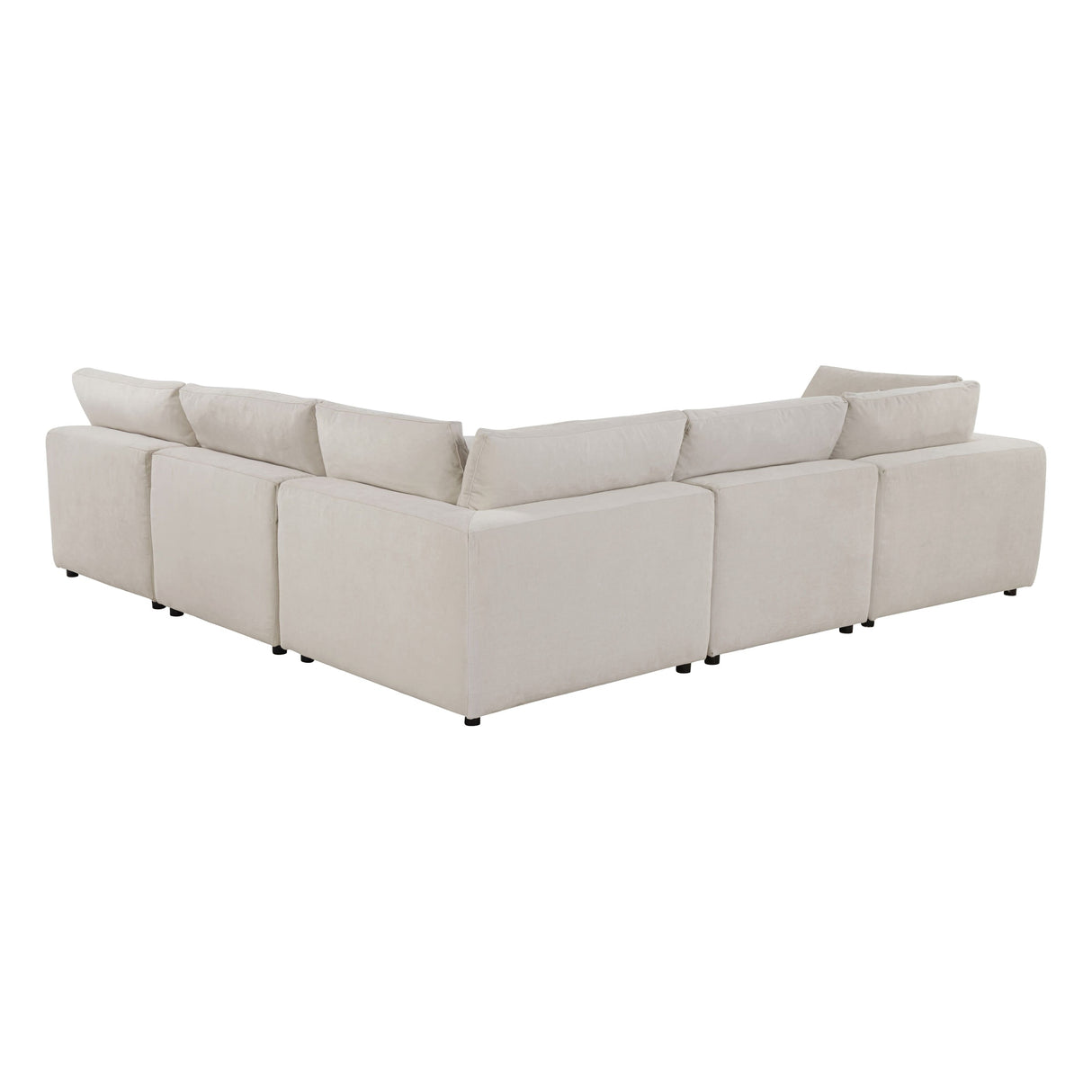 Rear view of Alvora six-piece three-corner sectional in Ivory