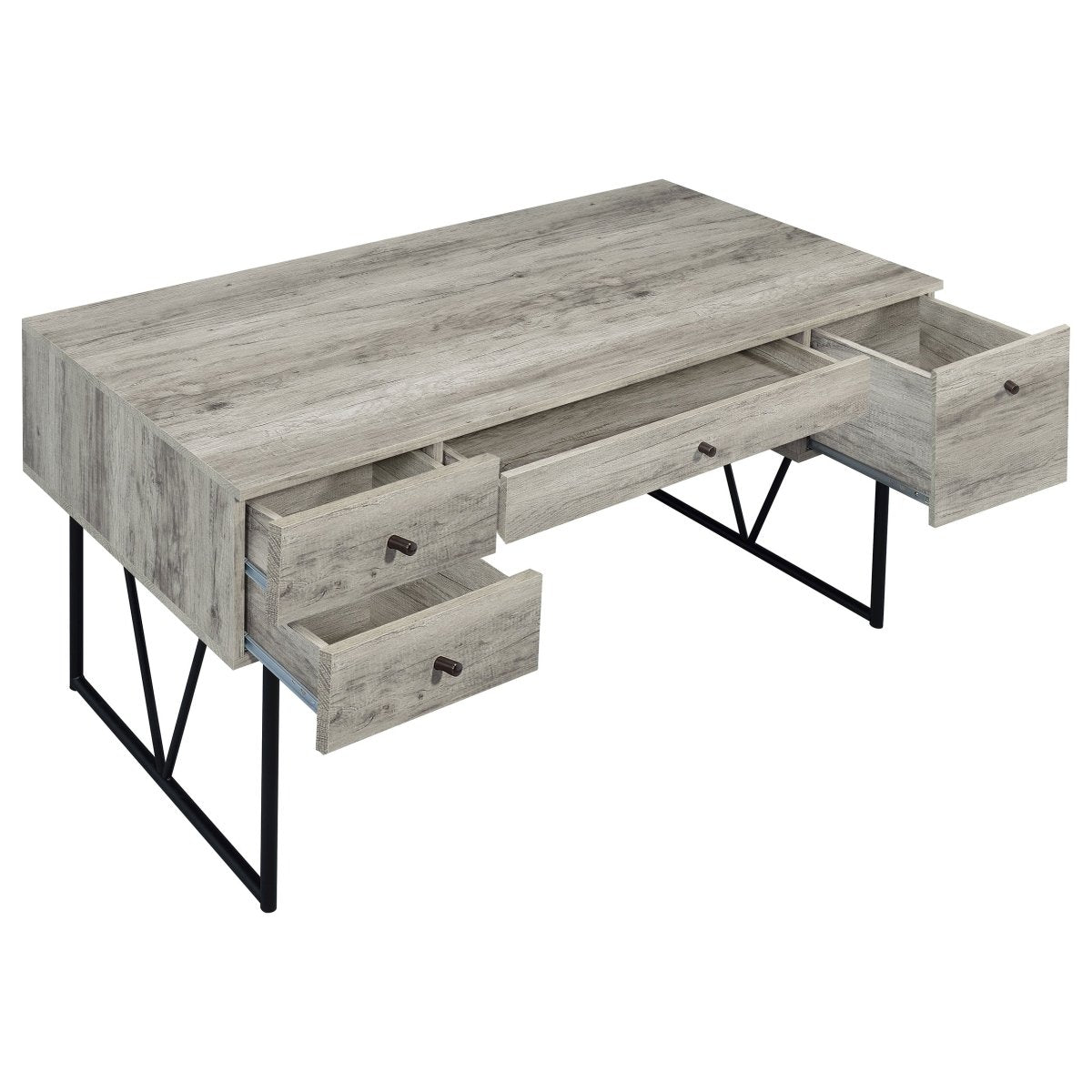 Analiese 63" 4-Drawer Writing Desk in Grey Driftwood - Desks available at Alpine Outlets in Denver
