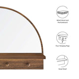 23x15" Walnut Arched Wall Mirror with Shelf and Pegs - Mirrors - Alpine Outlets