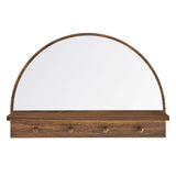 23x15" Walnut Arched Wall Mirror with Shelf and Pegs - Mirrors - Alpine Outlets