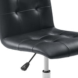 Armless Mid Back Faux Leather Office Chair – Black Adjustable - Workspace - Alpine Outlets
