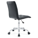 Armless Mid Back Faux Leather Office Chair – Black Adjustable - Workspace - Alpine Outlets