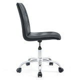 Armless Mid Back Faux Leather Office Chair – Black Adjustable - Workspace - Alpine Outlets