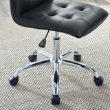 Armless Mid Back Faux Leather Office Chair – Black Adjustable - Workspace - Alpine Outlets