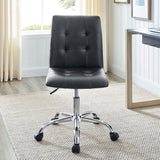 Armless Mid Back Faux Leather Office Chair – Black Adjustable - Workspace - Alpine Outlets