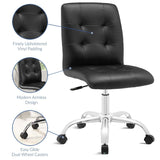 Armless Mid Back Faux Leather Office Chair – Black Adjustable - Workspace - Alpine Outlets