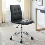 Armless Mid Back Faux Leather Office Chair – Black Adjustable - Workspace - Alpine Outlets