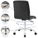 Armless Mid Back Faux Leather Office Chair – Black Adjustable - Workspace - Alpine Outlets