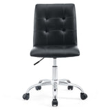Armless Mid Back Faux Leather Office Chair – Black Adjustable - Workspace - Alpine Outlets