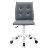 Armless Mid Back Faux Leather Office Chair – Gray Adjustable - Workspace - Alpine Outlets