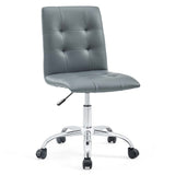 Armless Mid Back Faux Leather Office Chair – Gray Adjustable - Workspace - Alpine Outlets