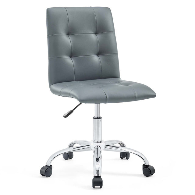 Armless Mid Back Faux Leather Office Chair – Gray Adjustable - Workspace - Alpine Outlets