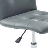 Armless Mid Back Faux Leather Office Chair – Gray Adjustable - Workspace - Alpine Outlets