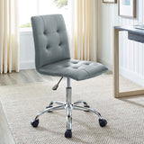 Armless Mid Back Faux Leather Office Chair – Gray Adjustable - Workspace - Alpine Outlets