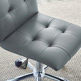 Armless Mid Back Faux Leather Office Chair – Gray Adjustable - Workspace - Alpine Outlets