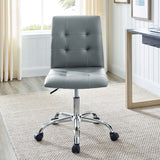 Armless Mid Back Faux Leather Office Chair – Gray Adjustable - Workspace - Alpine Outlets