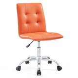 Armless Mid Back Faux Leather Office Chair – Orange Adjustable - Workspace - Alpine Outlets