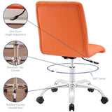 Armless Mid Back Faux Leather Office Chair – Orange Adjustable - Workspace - Alpine Outlets