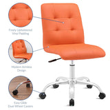 Armless Mid Back Faux Leather Office Chair – Orange Adjustable - Workspace - Alpine Outlets