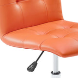 Armless Mid Back Faux Leather Office Chair – Orange Adjustable - Workspace - Alpine Outlets