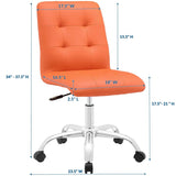 Armless Mid Back Faux Leather Office Chair – Orange Adjustable - Workspace - Alpine Outlets