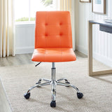 Armless Mid Back Faux Leather Office Chair – Orange Adjustable - Workspace - Alpine Outlets