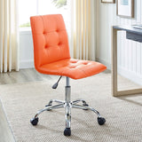 Armless Mid Back Faux Leather Office Chair – Orange Adjustable - Workspace - Alpine Outlets