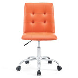 Armless Mid Back Faux Leather Office Chair – Orange Adjustable - Workspace - Alpine Outlets