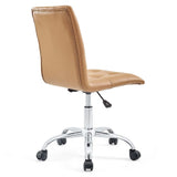 Armless Mid Back Faux Leather Office Chair – Tan Adjustable - Workspace - Alpine Outlets