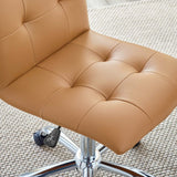 Armless Mid Back Faux Leather Office Chair – Tan Adjustable - Workspace - Alpine Outlets