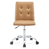 Armless Mid Back Faux Leather Office Chair – Tan Adjustable - Workspace - Alpine Outlets