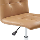 Armless Mid Back Faux Leather Office Chair – Tan Adjustable - Workspace - Alpine Outlets