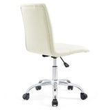 Armless Mid Back Faux Leather Office Chair – White Adjustable - Workspace - Alpine Outlets