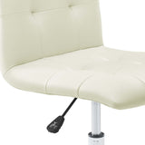 Armless Mid Back Faux Leather Office Chair – White Adjustable - Workspace - Alpine Outlets