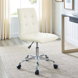 Armless Mid Back Faux Leather Office Chair – White Adjustable - Workspace - Alpine Outlets
