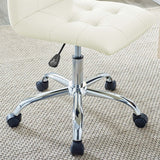 Armless Mid Back Faux Leather Office Chair – White Adjustable - Workspace - Alpine Outlets