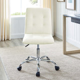 Armless Mid Back Faux Leather Office Chair – White Adjustable - Workspace - Alpine Outlets