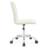 Armless Mid Back Faux Leather Office Chair – White Adjustable - Workspace - Alpine Outlets