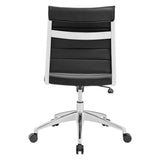 Armless Mid Back Ribbed Vinyl Office Chair – Black Adjustable - Workspace - Alpine Outlets